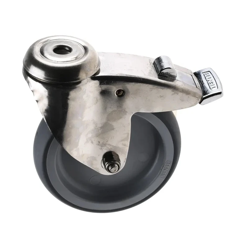 Tente Swivel Castor 100 kg Capacity 125 mm Rubber Wheel with M10 Stud Fixing 7477PJO125P30CHC10X90