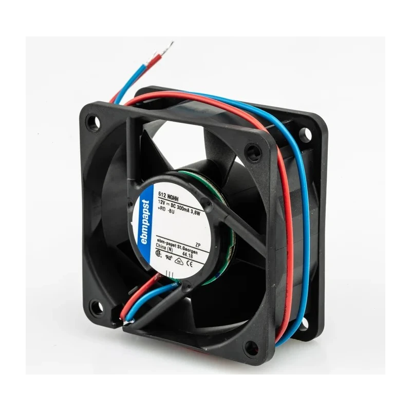 ebm-papst 600 N Series DC Axial Fan 12V dc, 3.8 W, 56 m³/h, 317 mA, Sleeve Bearing, 60 mm x 25.4 mm x 25.4 mm 612NGHH