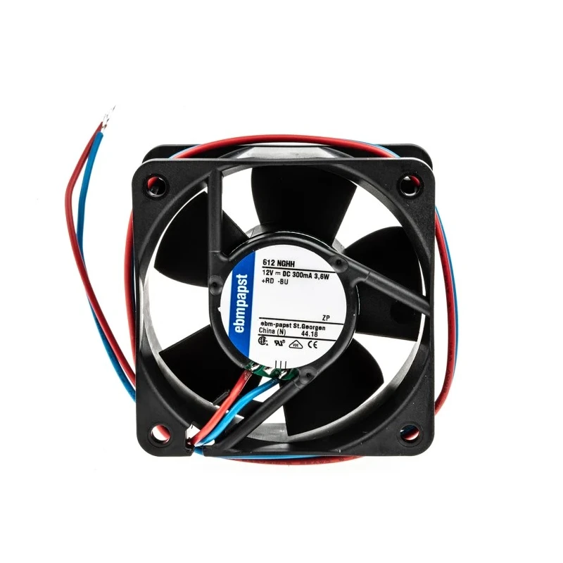 ebm-papst 600 N Series DC Axial Fan 12V dc, 3.8 W, 56 m³/h, 317 mA, Sleeve Bearing, 60 mm x 25.4 mm x 25.4 mm 612NGHH