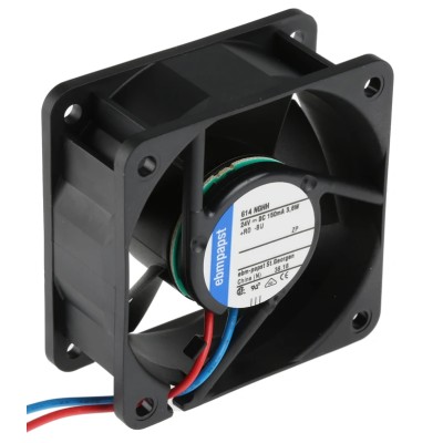 ebm-papst 600 N Series Axial Fan 24V DC, 54 m³/h Airflow, 3.6 W Power, 60 mm Sleeve Bearing 614NGHH
