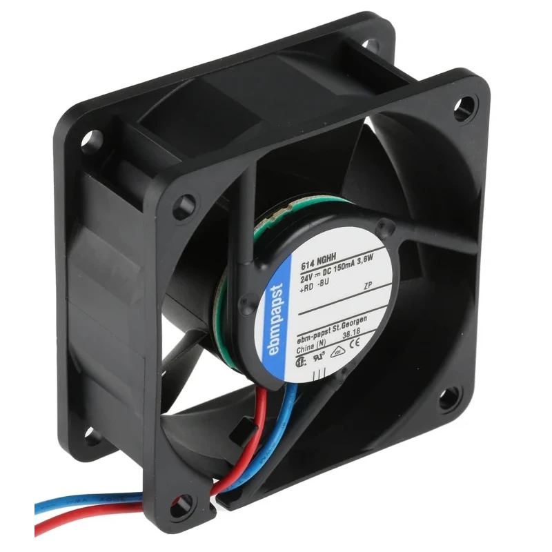 ebm-papst 600 N Series Axial Fan 24V DC, 54 m³/h Airflow, 3.6 W Power, 60 mm Sleeve Bearing 614NGHH