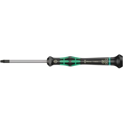 Wera Precision Screwdriver with T20 Tip, 60 mm Blade Length, 157 mm Overall Length, Bi-Material Handle, Nickel 05118054001