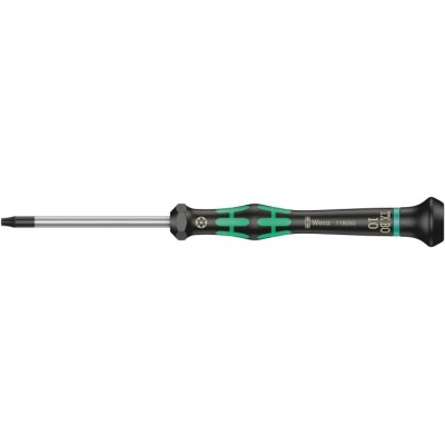 Wera Precision Screwdriver with T10 Tip, 60 mm Blade Length, 157 mm Overall Length, Bi-Material Handle, Nickel 05118050001