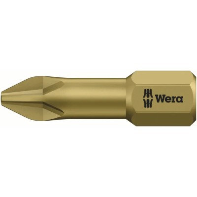 Wera Screwdriver Bit PH2 25 mm Drive Size Chrome Plated Stainless Steel 05056610001