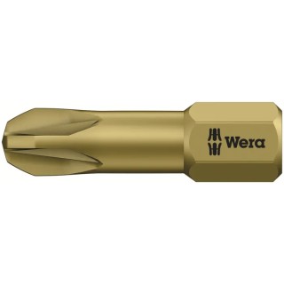 Wera Screwdriver Bit 6.35 mm Hex Drive PZ3 Tip, Chrome Plated Stainless Steel 05056925001