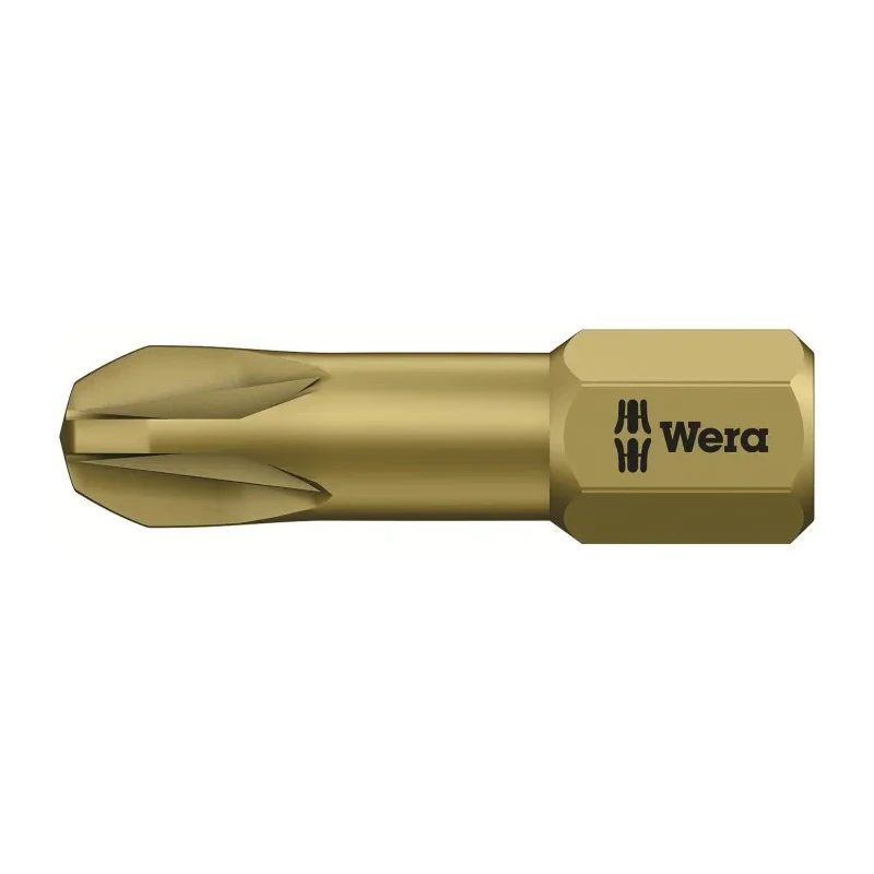 Wera Screwdriver Bit 6.35 mm Hex Drive PZ3 Tip, Chrome Plated Stainless Steel 05056925001