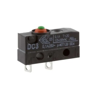 ZF DC3A-A1AA Button Micro Switch, Solder Terminal, 100mA, 250 V AC, SPST, IP6K7