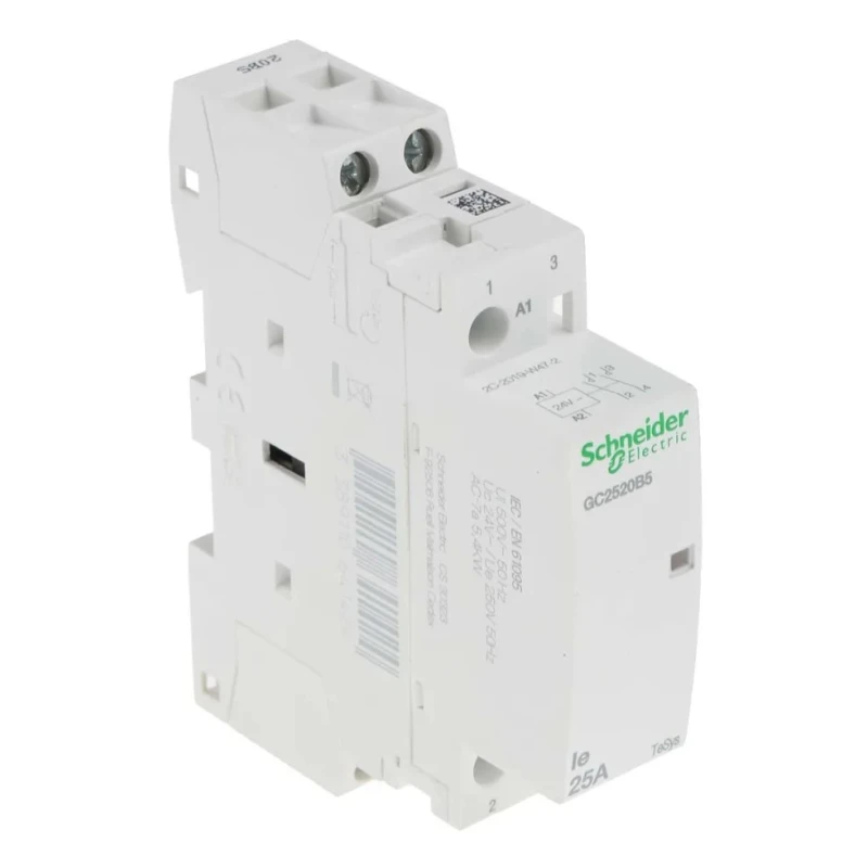 Schneider Electric GC25 Series Contactor, 24V AC Coil, 2-Pole, 25 A Contact Current, 1.65W Power, 2 NO, 250V AC GC2520B5
