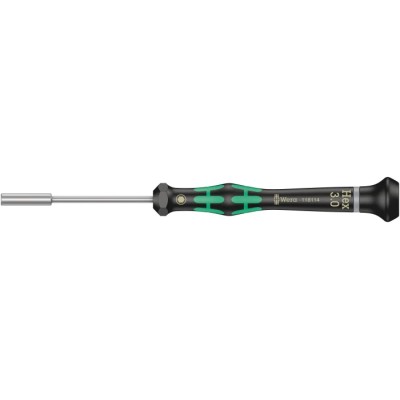 Wera Nut Driver with Hexagon Tip 3 mm, 60 mm Stainless Steel Blade, Plastic Handle, 157 mm Overall Length 05118114001