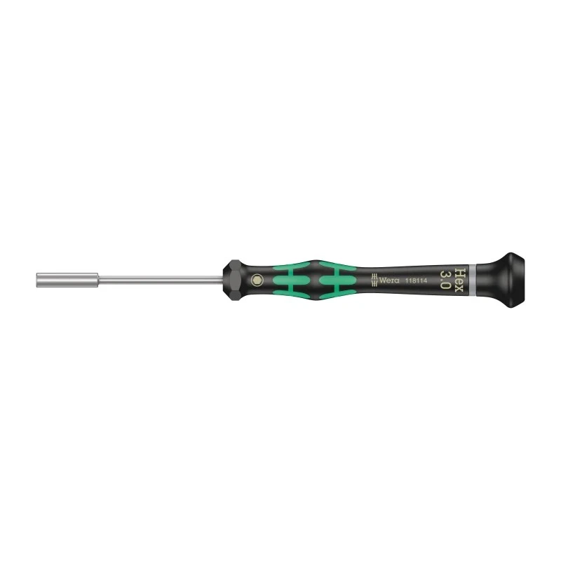 Wera Nut Driver with Hexagon Tip 3 mm, 60 mm Stainless Steel Blade, Plastic Handle, 157 mm Overall Length 05118114001