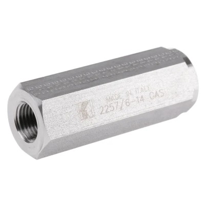 RS PRO Stainless Steel Hydraulic Check Valve In Line Mount BSP 1/4 Thread, 110 L/min Flow, 0.35 bar Cracking 324-4944