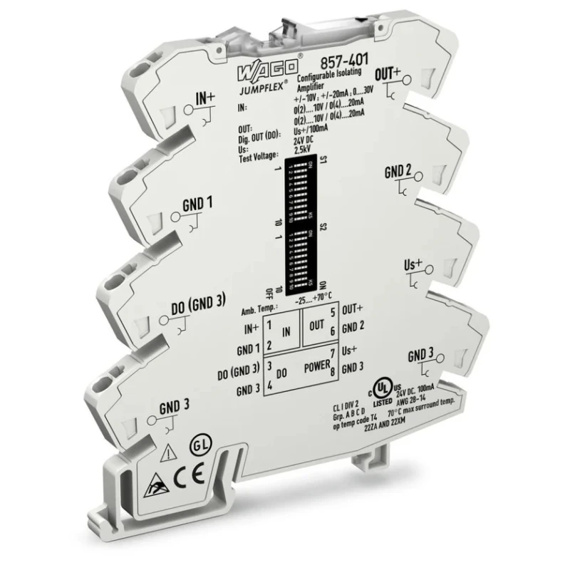 WAGO Jumpflex Series Signal Conditioner, Current/Voltage Input, Current/Voltage Output, 24V DC Supply, UL 857-401