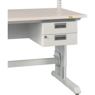 Treston Under Bench Steel Drawer Unit 2, 220 mm x 300 mm x 454 mm, White 859340-49