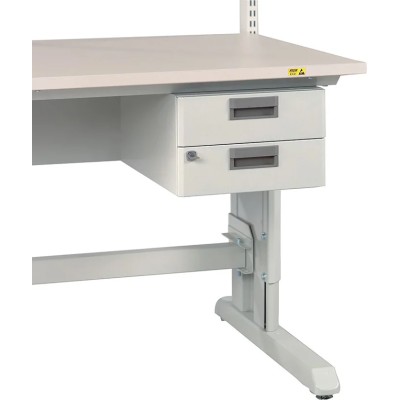 Treston Under Bench Steel Drawer Unit 2, 220 mm x 300 mm x 454 mm, White 859340-49