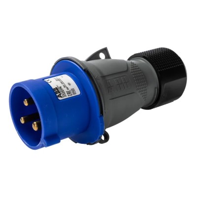 Amphenol Industrial Easy & Safe IP44 Blue Cable Mount 2P+PE Straight Industrial Power Connector 32A 230V IP44