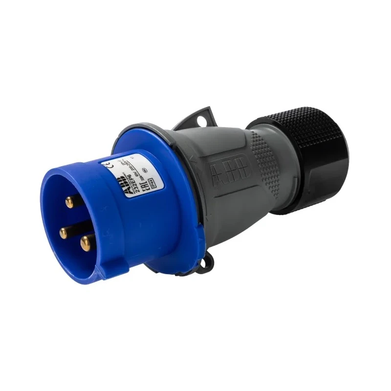 Amphenol Industrial Easy & Safe IP44 Blue Cable Mount 2P+PE Straight Industrial Power Connector 32A 230V IP44