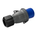 Amphenol Industrial Easy & Safe IP44 Blue Cable Mount 2P+PE Straight Industrial Power Connector 32A 230V IP44