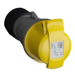 Amphenol Industrial Cable Mount Industrial Power Connector 2P+PE 32A 110V IP44 Yellow Easy & Safe IP44