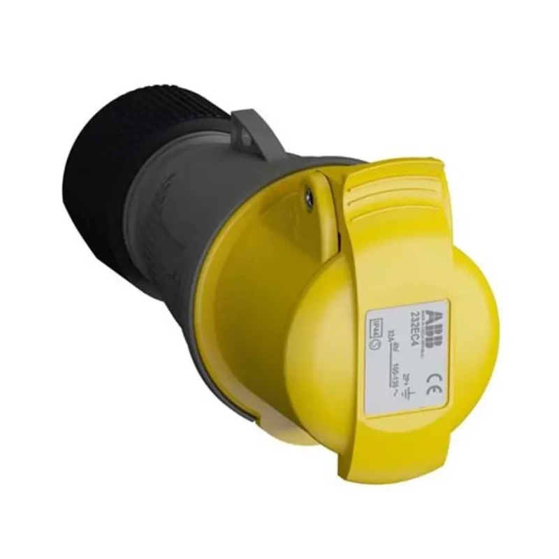 Amphenol Industrial Cable Mount Industrial Power Connector 2P+PE 32A 110V IP44 Yellow Easy & Safe IP44