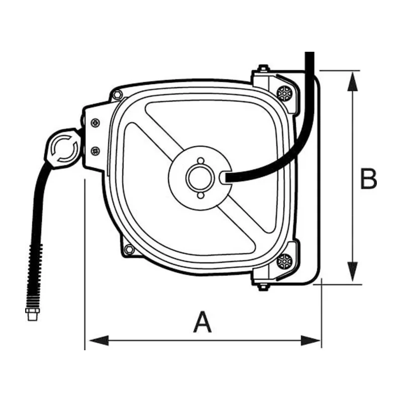 PREVOST 12 m Air Hose Reel, 500 L/min Flow Rate, 8 mm ID, 12 mm OD DRFB 0812N