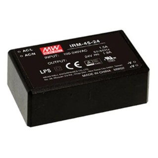 MEAN WELL IRM-45-24 Switching Power Supply 24V DC 45.6W 85-264V AC Input PCB Mount IRM-45-24