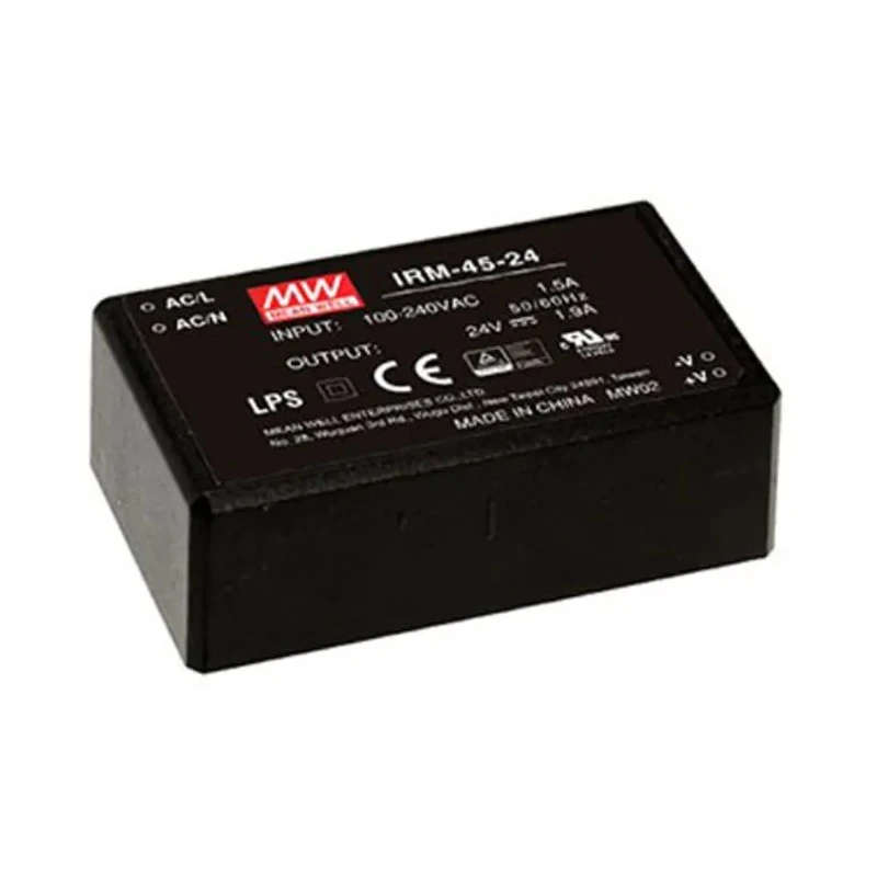 MEAN WELL IRM-45-24 Switching Power Supply 24V DC 45.6W 85-264V AC Input PCB Mount IRM-45-24