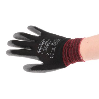 Ansell HyFlex 11-601 Black Nylon Work Gloves Size 7 Polyurethane Coating 11601070