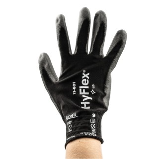 Ansell HyFlex Black Nylon Work Gloves Size 9 Polyurethane Coating Safety General Purpose 4 Gloves 11601090