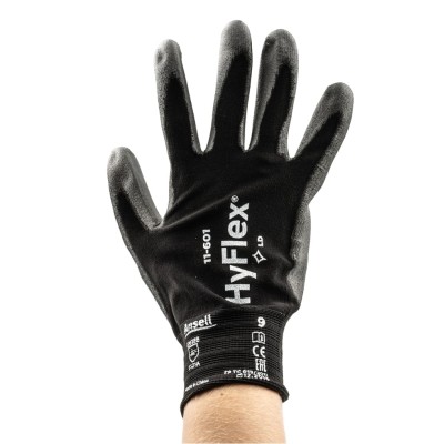 Ansell HyFlex Black Nylon Work Gloves Size 9 Polyurethane Coating Safety General Purpose 4 Gloves 11601090