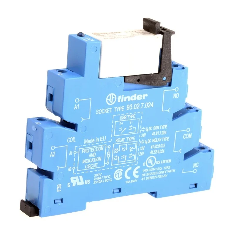 Finder 38 Series Electromechanical Interface Relay DIN Rail Mount 12V DC Coil 8A DPDT 38.52.7.012.0050