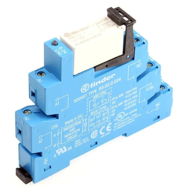 Finder 38 Series Interface Relay, DIN Rail Mount, 24V AC/DC Coil, DPDT Contact Configuration, 8A Current 38.52.0.024.0060