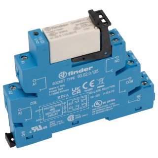 Finder 38 Series Interface Relay, DIN Rail Mount, 125V AC/DC Coil, DPDT Contact, 4.6mA Coil Current 38.52.0.125.0060