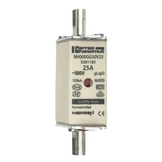 Mersen 25A Centred Tag Fuse NH000 500V AC High Rupture Capacity NH000GG50V25/3