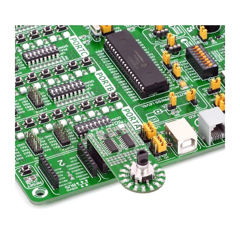 MikroElektronika Rotary Y MikroBus Click Board with Alps EC12D 15-Pulse Incremental Rotary Encoder and 16 MIKROE-1825