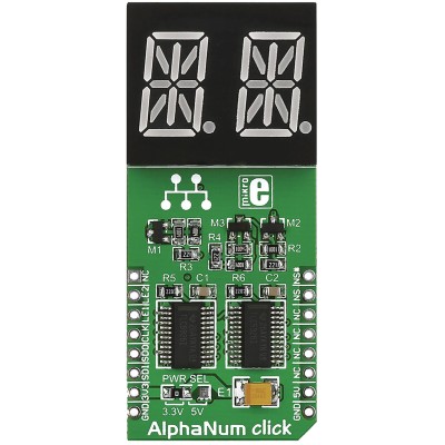 MikroElektronika Display Board AlphaNum G Click 2 14 Segment Display Add On Board With TLC5926 x 2 MIKROE-1851