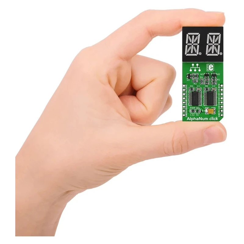 MikroElektronika Display Board AlphaNum G Click 2 14 Segment Display Add On Board With TLC5926 x 2 MIKROE-1851