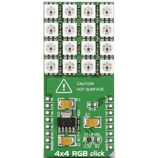 MikroElektronika Display Board 4x4 RGB Click LED Matrix Add On Board with WS2812, MCP1826 LDO Regulator MIKROE-1881