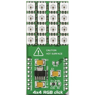 MikroElektronika Display Board 4x4 RGB Click LED Matrix Add On Board with WS2812, MCP1826 LDO Regulator MIKROE-1881