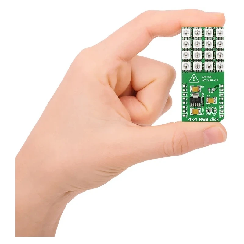 MikroElektronika Display Board 4x4 RGB Click LED Matrix Add On Board with WS2812, MCP1826 LDO Regulator MIKROE-1881