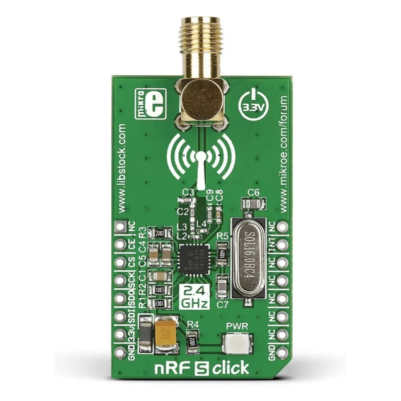 MikroElektronika Communication and Wireless Development Tool nRF S Click nRF24L01P RF Transceiver MikroBus Click MIKROE-1836