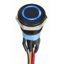 Apem AV Series Illuminated Push Button Switch, Momentary, Panel Mount, 19.2 mm Cutout, DPDT, Blue LED, IP67 AV9112F1020870K