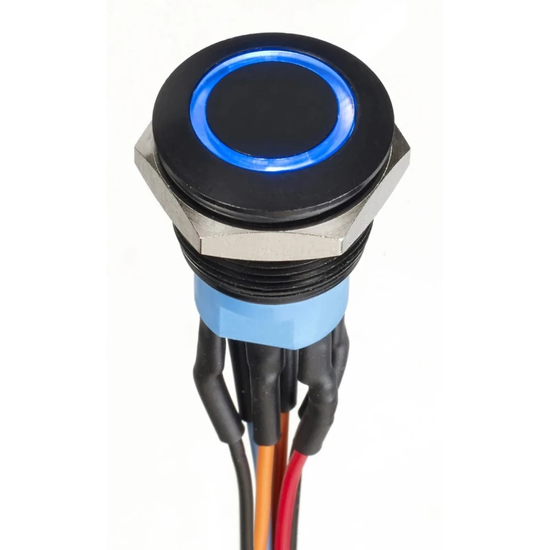 Apem AV Series Illuminated Push Button Switch, Momentary, Panel Mount, 19.2 mm Cutout, DPDT, Blue LED, IP67 AV9112F1020870K