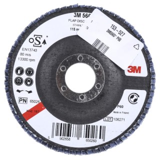 3M Abrasive Flap Disc 115 mm Medium Grade P60 Grit Quick Change Attachment 3M556D B61785