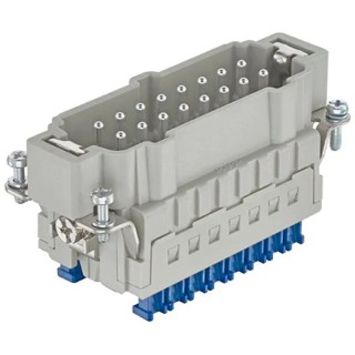 Harting Power Connector Insert, 16A Current Rating, Han ES Press Series Male, 32 Contacts, 500V, Panel Mount 09330162688