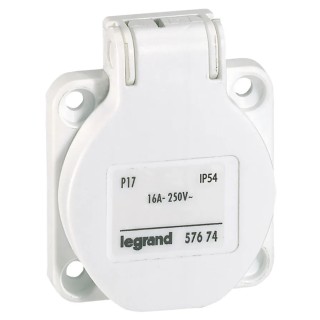 Legrand Industrial Power Connector 16A 250V White Plastic Panel Mount Screw Terminal IP54 P17 Range 