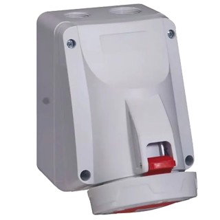 Legrand Red Industrial Power Connector Wall Mount Fixed Socket 63A 415V IP67 P17 Tempra Pro 