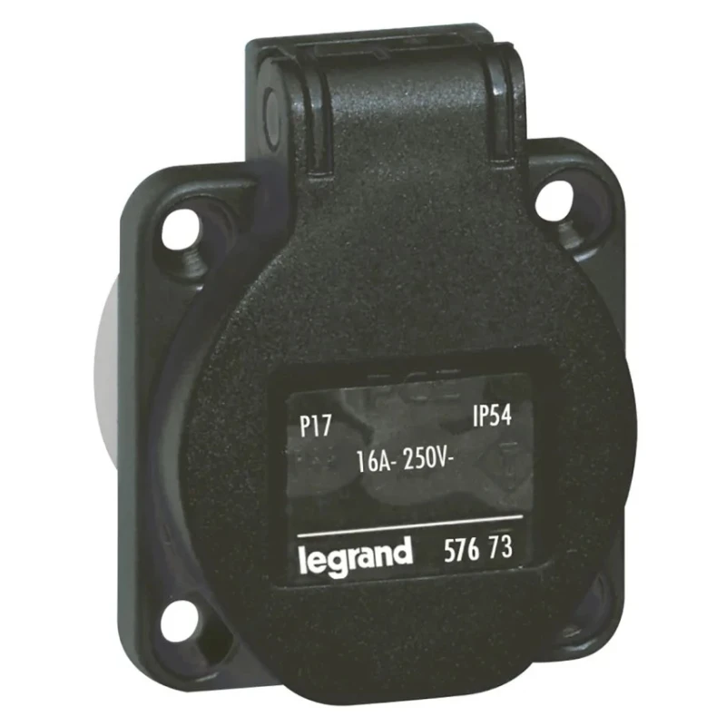 Legrand Industrial Power Connector 16A, 250V, IP54 Black, Panel Mount, 2P+PE IP54 MPN 