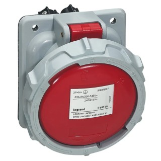 Legrand Rated At 63A 415V IP67 Red Panel Mount Industrial Power Connector P17 Tempra Pro 