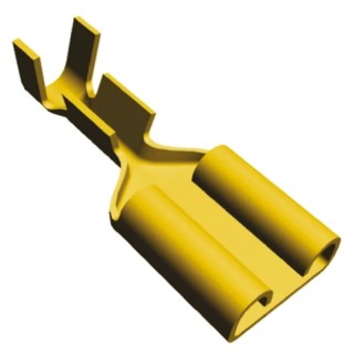 TE Connectivity FASTON .250 Yellow Uninsulated Female Spade Connector, Crimp, 6.35 x 0.81 mm Tab Size 20 AWG to 5-160432-3