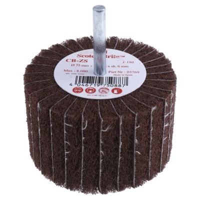 3M Abrasive Brush 75 mm Diameter, 6 mm Shank, Maximum Safe Speed 7500rpm CB-ZS*/3M450 (COMBI) 17186